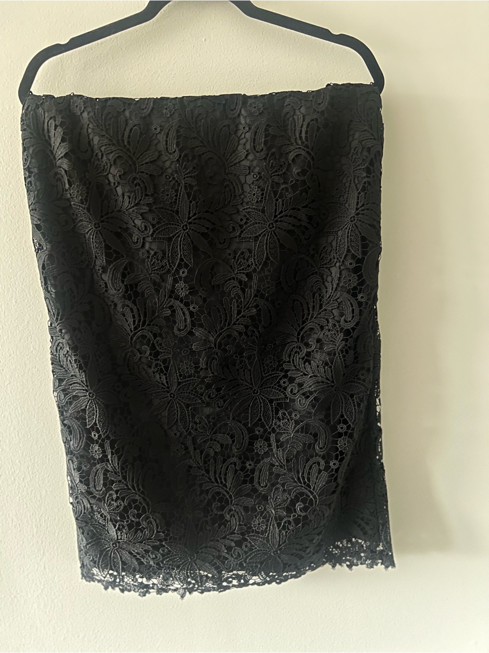 White House Black Market Black Floral Lace Midi Skirt